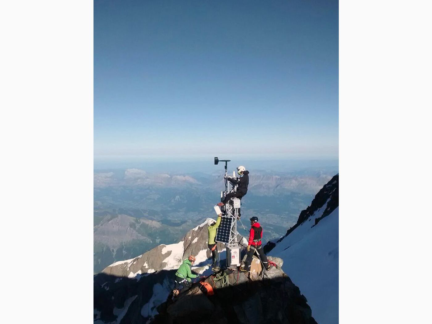 The weather station sits just below the peak of Mont Blanc, Europe's tallest mountain