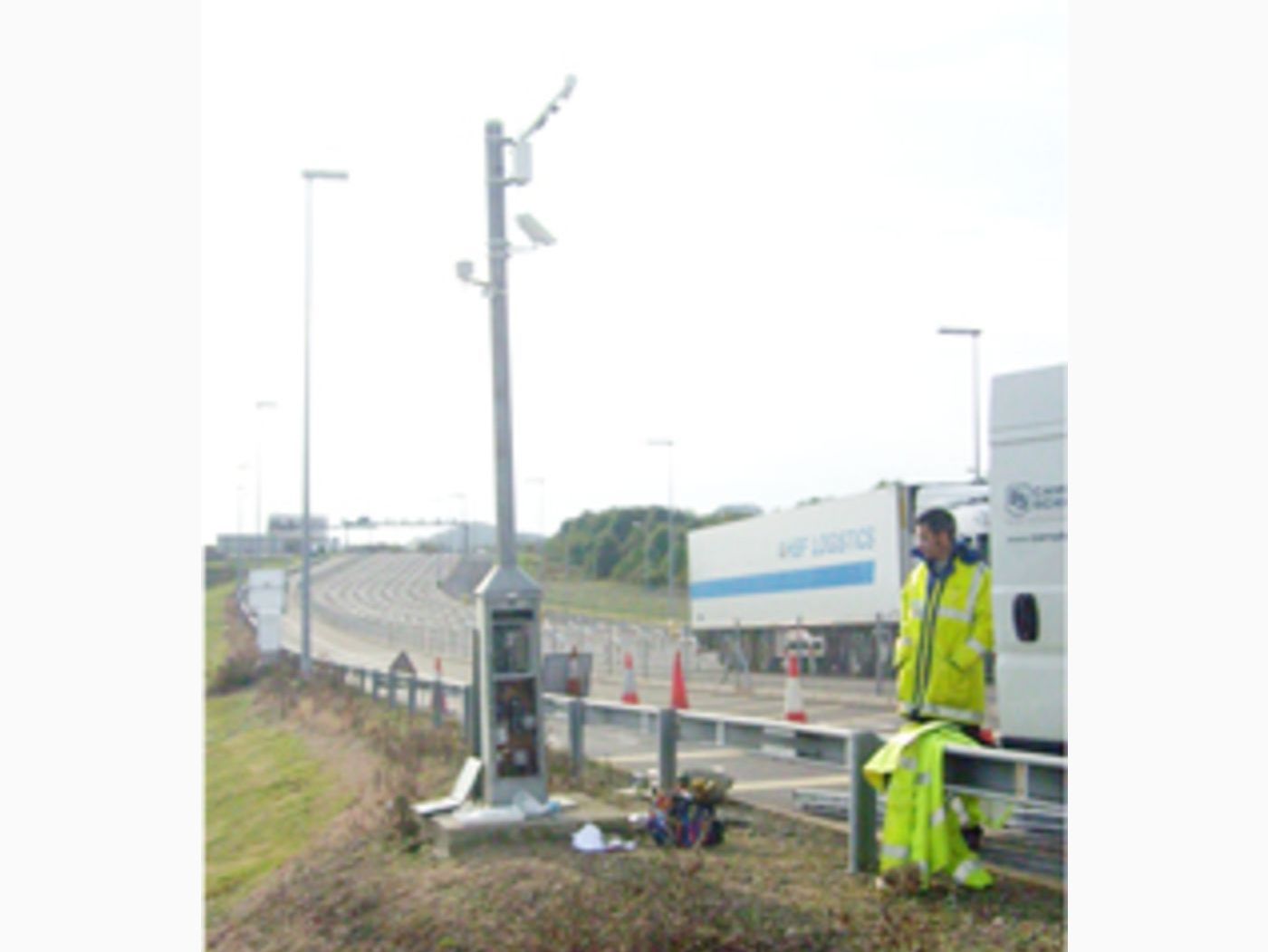 Terminal complex on British side of Channel Tunnel*Mouth of Chunnel*Loading and unloading facilities*Installing instruments on British side*Installing instruments on British side*Road-temperature sensor on British side*Instruments on French side*Instruments on French side*Instruments on French side*Instruments on French side
