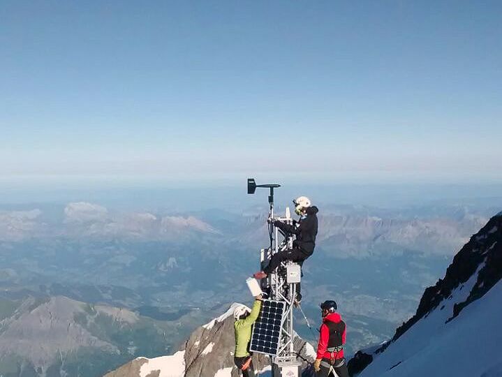 The weather station sits just below the peak of Mont Blanc, Europe's tallest mountain