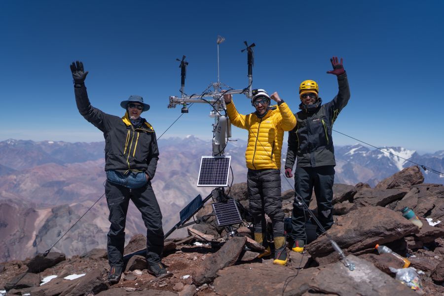 Aconcagua expedition team after installing the summit station